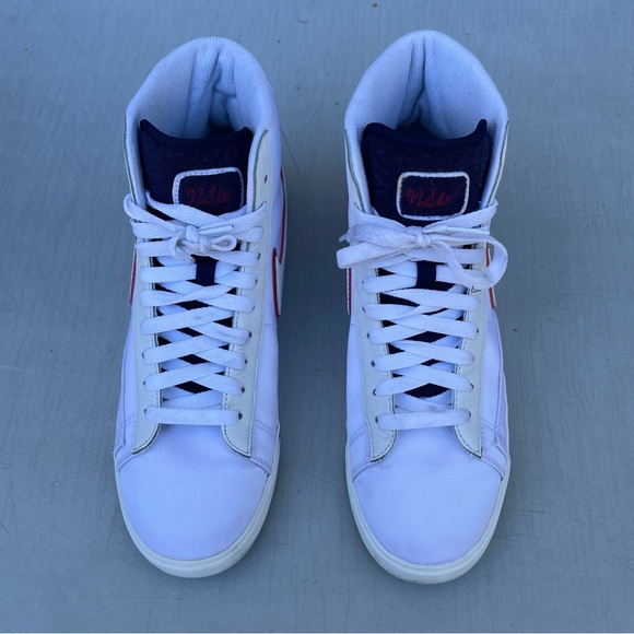 Nike Blazers Satin Jacket White Mid Lace Up Sneakers - Picture 5 of 9